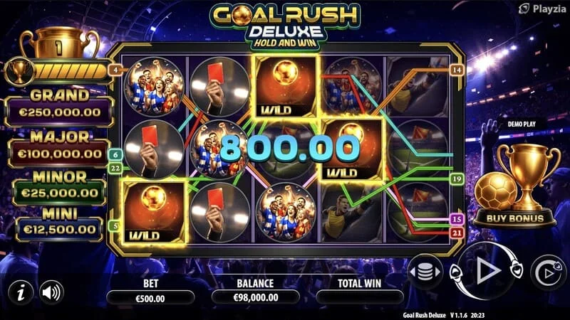Goal Rush Deluxe – Alapjáték, nyerővonal esik